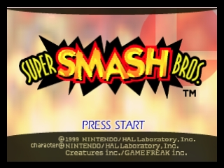 Super Smash Bros. title screen for Nintendo 64